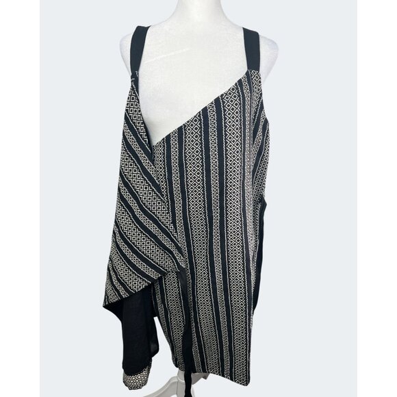 Venus Black & White Geometric Print Sleeveless Wrap Dress Beach Cover-up Medium - Picture 7 of 15